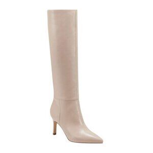 Marc Fisher Georgiey Pointed Toe Knee High Boot Cream Leather SZ 5 NEW